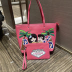 Chrome Heart Leather Bag Embroidered Shoulder Bag Tote Bag