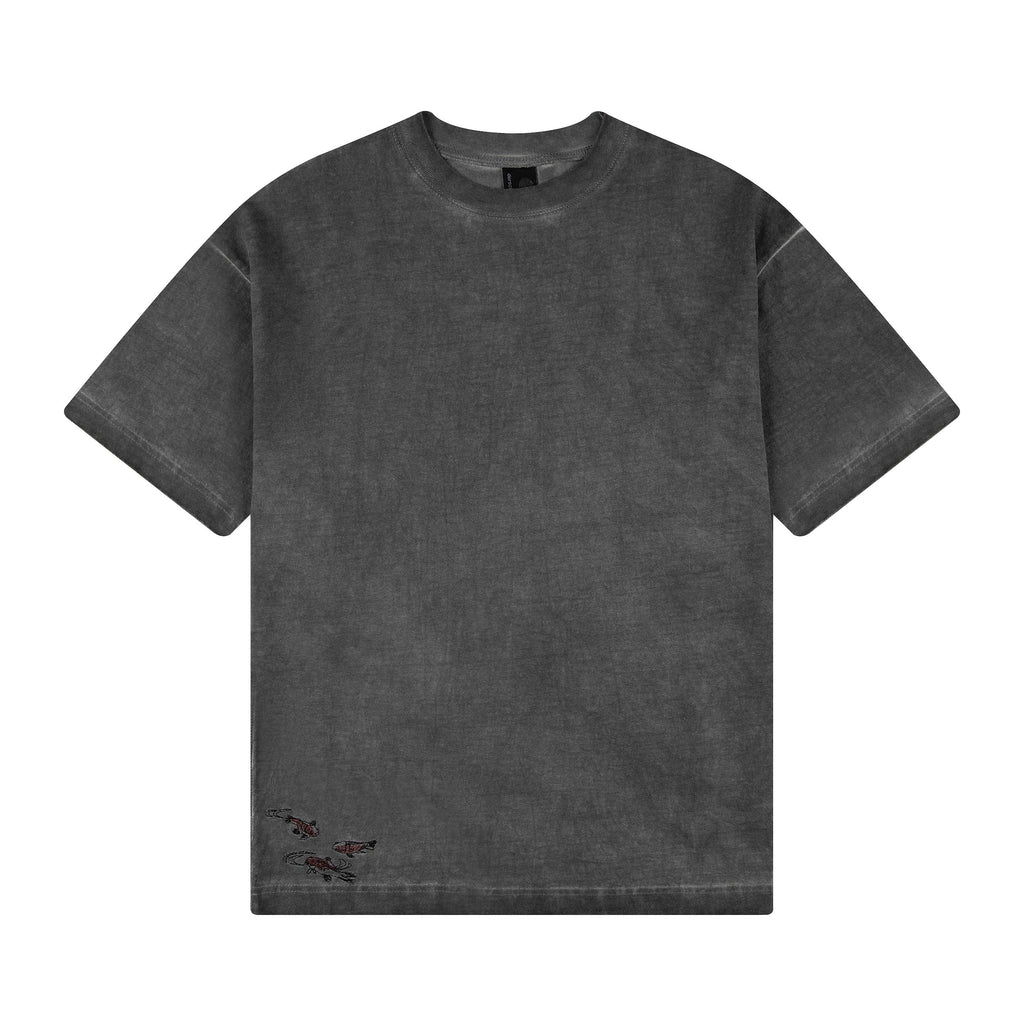 "lotus" T shirt oil washed anthracite