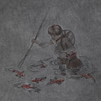 "lotus" T shirt oil washed anthracite