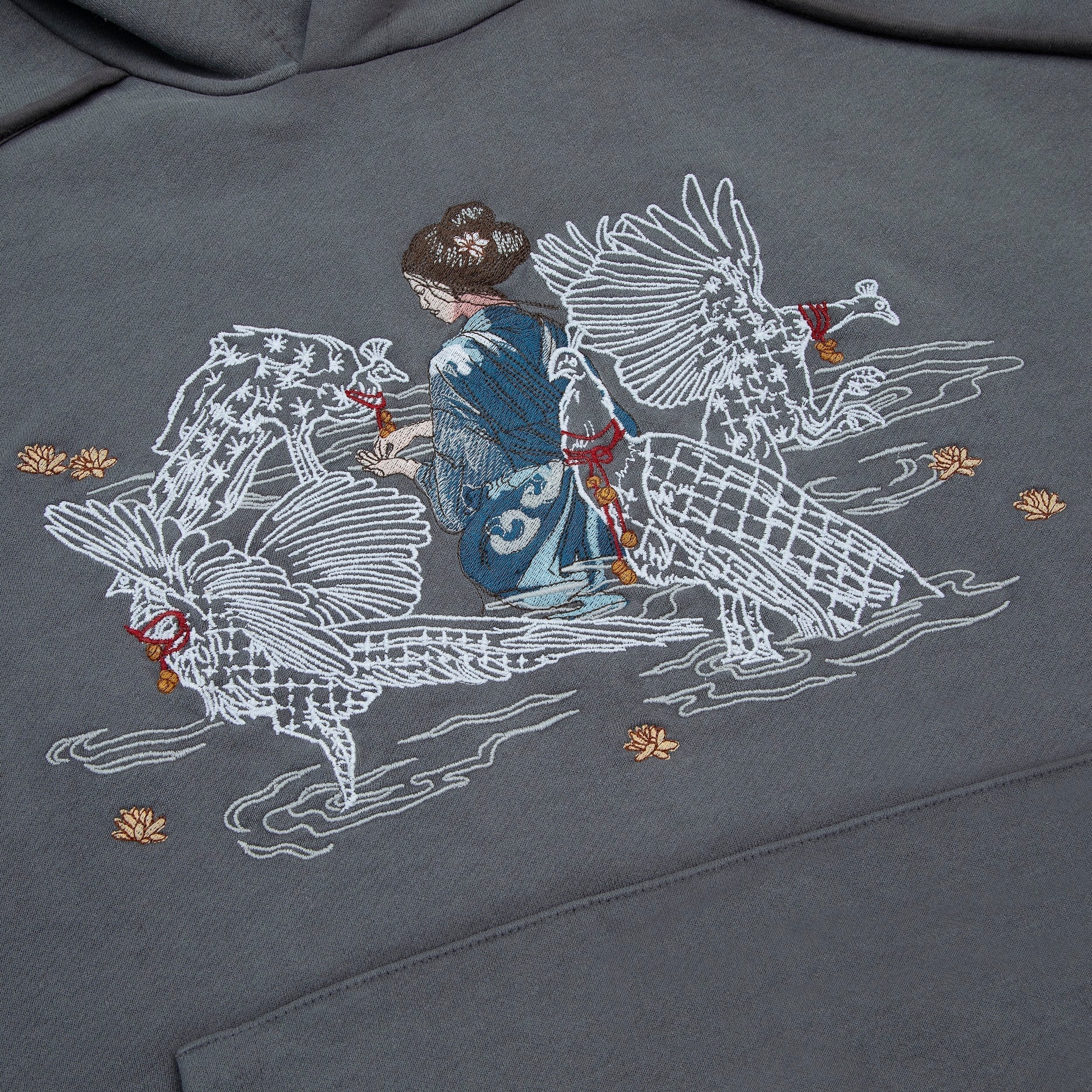 "sashiko" Hoodie grey