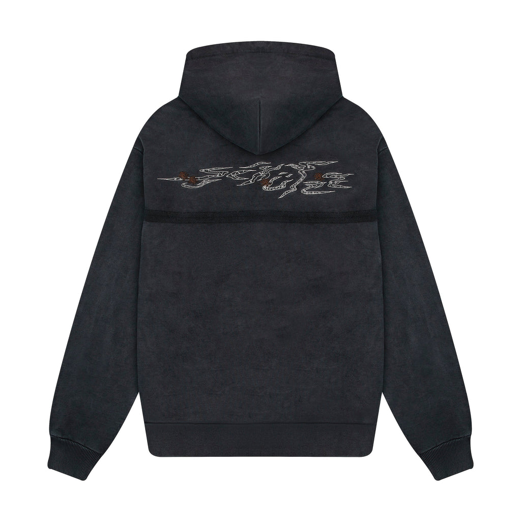 "sashiko" Hoodie anthracite
