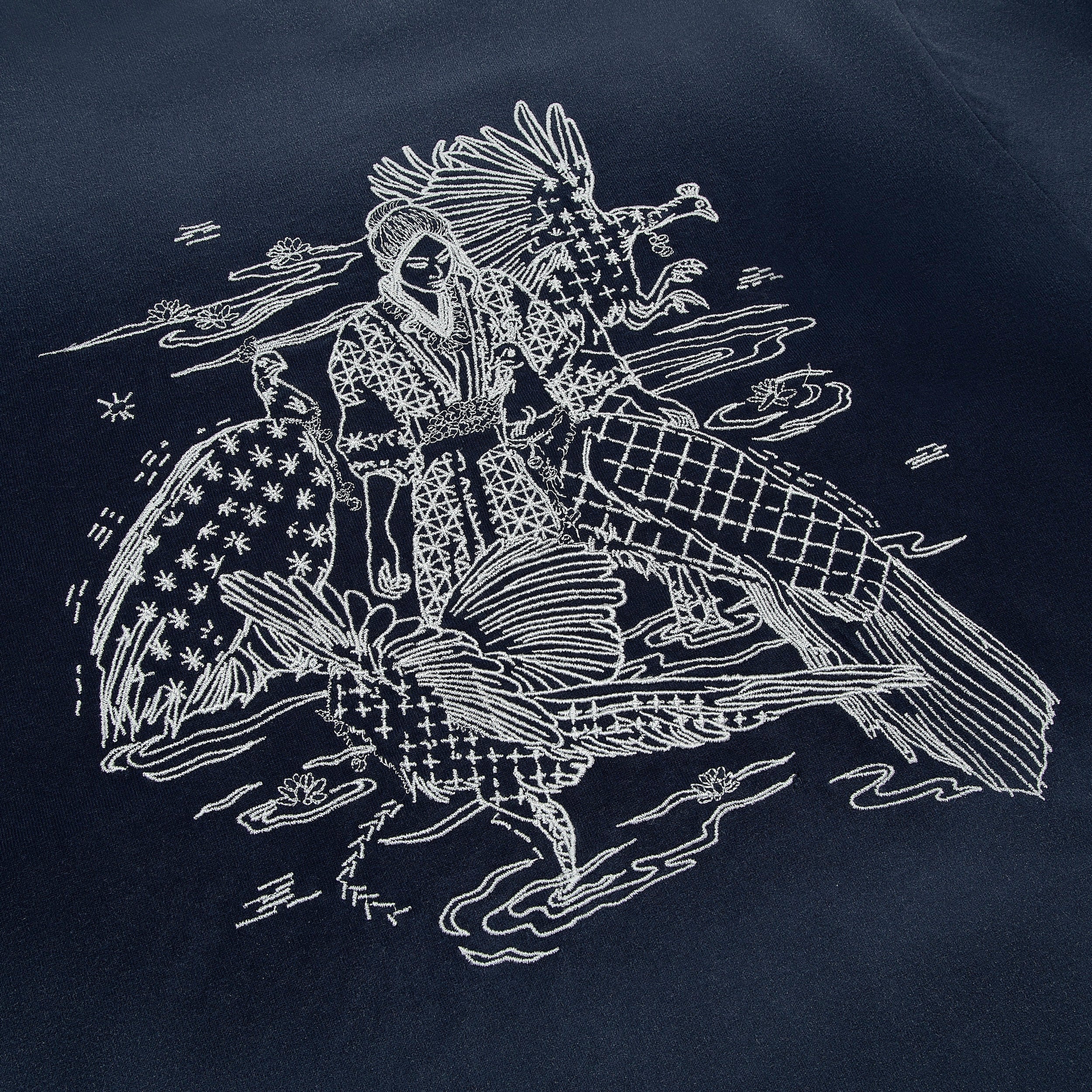 "sashiko" layered long sleeve navy