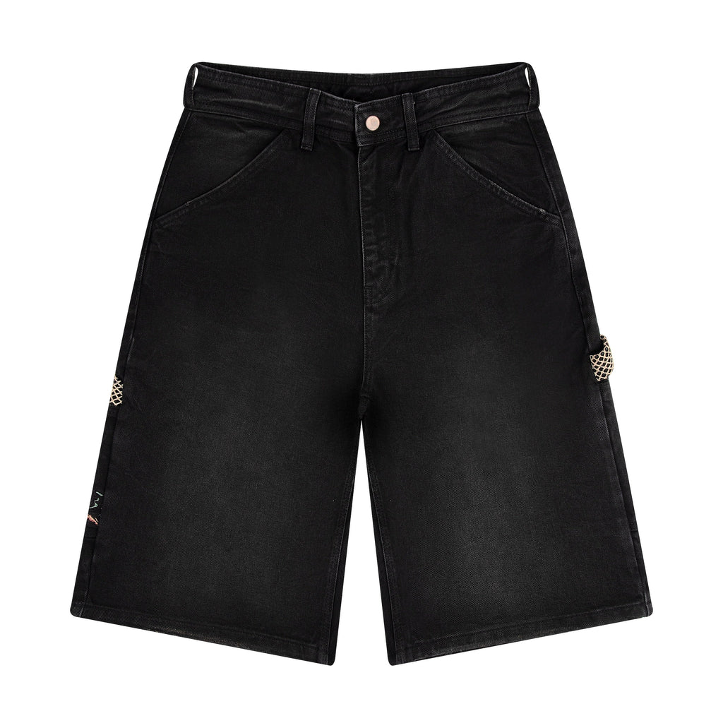 "lotus" Jorts black fishnet