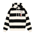 "on air" ecru-navy striped Hoodie