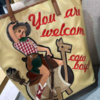 Chrome Heart Leather Bag Embroidered Cartoon Tote Bag