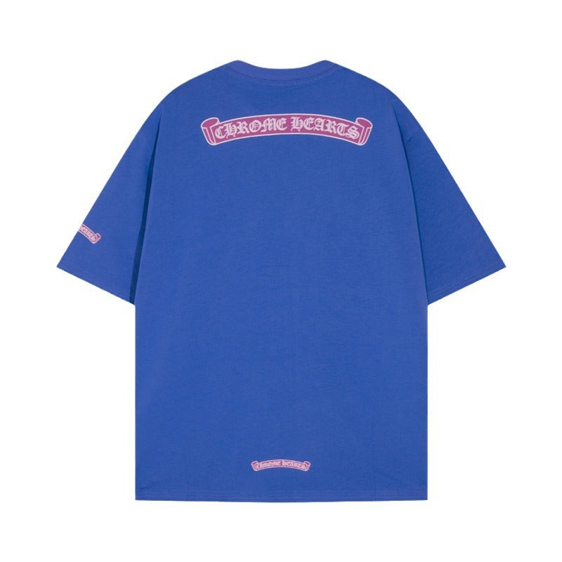 CHH Chrome Heart T Shirts Sanskrit cross print embroidery casual loose