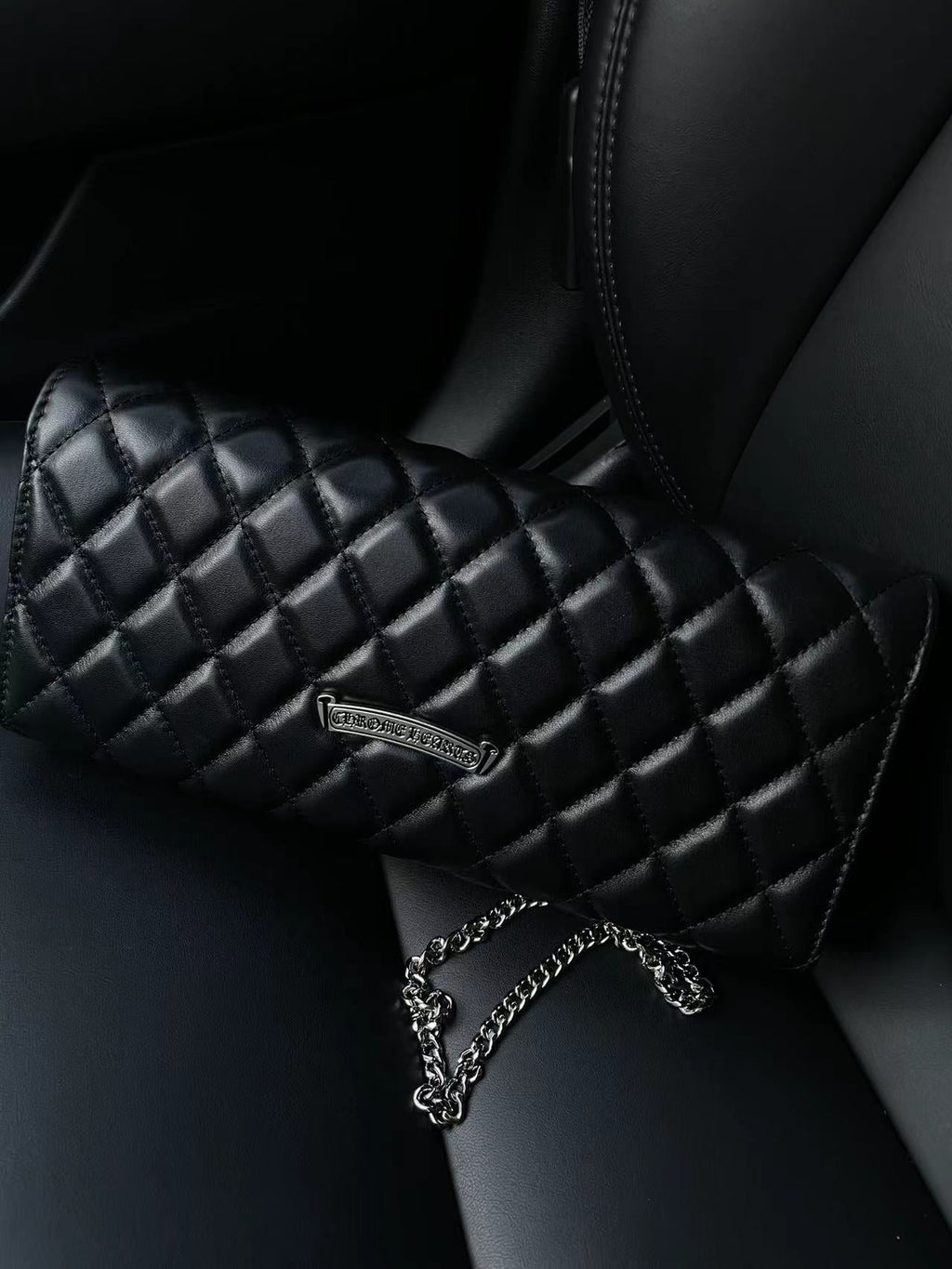 Chrome Heart Leather Bag Vintage Diamond-encrusted Shoulder Crossbody Bag