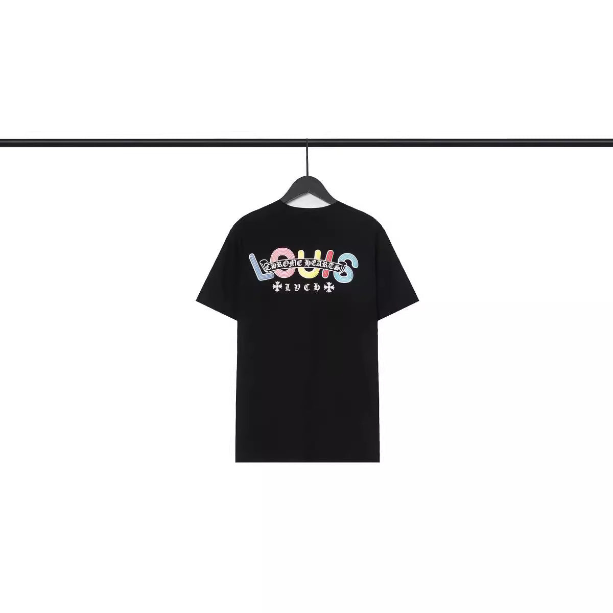 CHH Chrome Heart T Shirts Croix Cross Color Leather Printed Short Sleeve T-Shirt