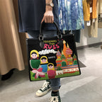 Chrome Heart Leather Bag Splicing Embroidered Tote Bag