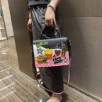 Chrome Heart Leather Bag Las Vegas Themed Embroidered Tote