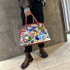 Chrome Heart Leather Bag Splicing Embroidered Women's Bag