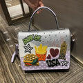 Chrome Heart Leather Bag Las Vegas Themed Embroidered Tote