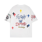 CHH Chrome Heart T Shirts Cross Print Sanskrit Hand Painted Graffiti Short Sleeve T-Shirt