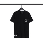 CHH Chrome Heart T Shirts Croix Cross Leather Printed Short Sleeve T-Shirt