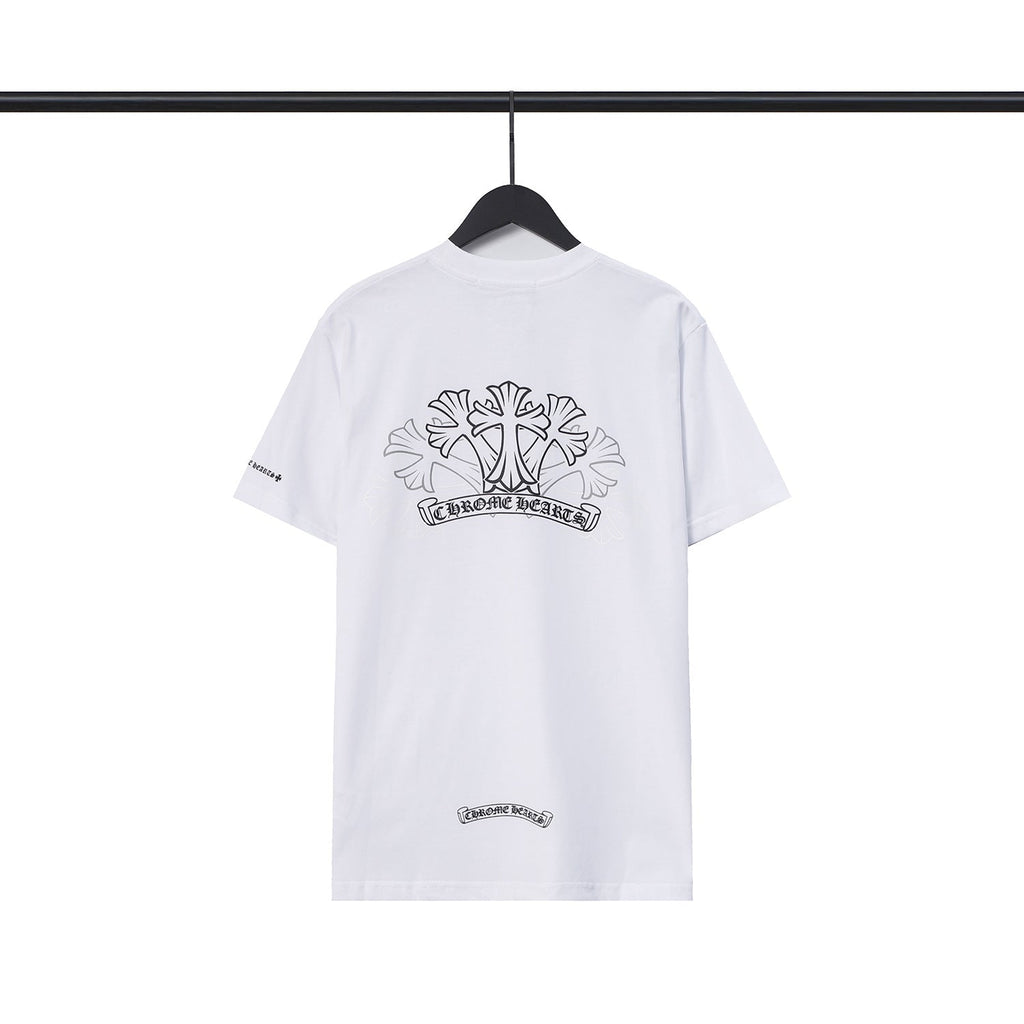 CHH Chrome Heart T Shirts Sanskrit Color Printing Loose Casual Crew Neck Short Sleeve T-Shirt