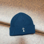 Chrome Heart Beanie Knitted Hat Women's Thick Wool Hat Cross Cold Hat