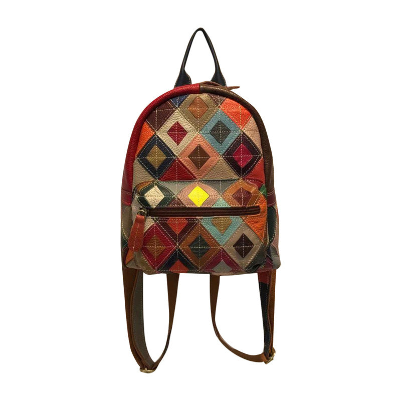 Chrome Heart Leather Bag Handmade Contrast Cowhide Bag Backpack