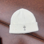 Chrome Heart Beanie Knitted Hat Women's Thick Wool Hat Cross Cold Hat
