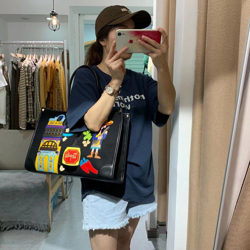 Chrome Heart Leather Bag Embroidery Embroidery Bag Shoulder Bag Crossbody Bag