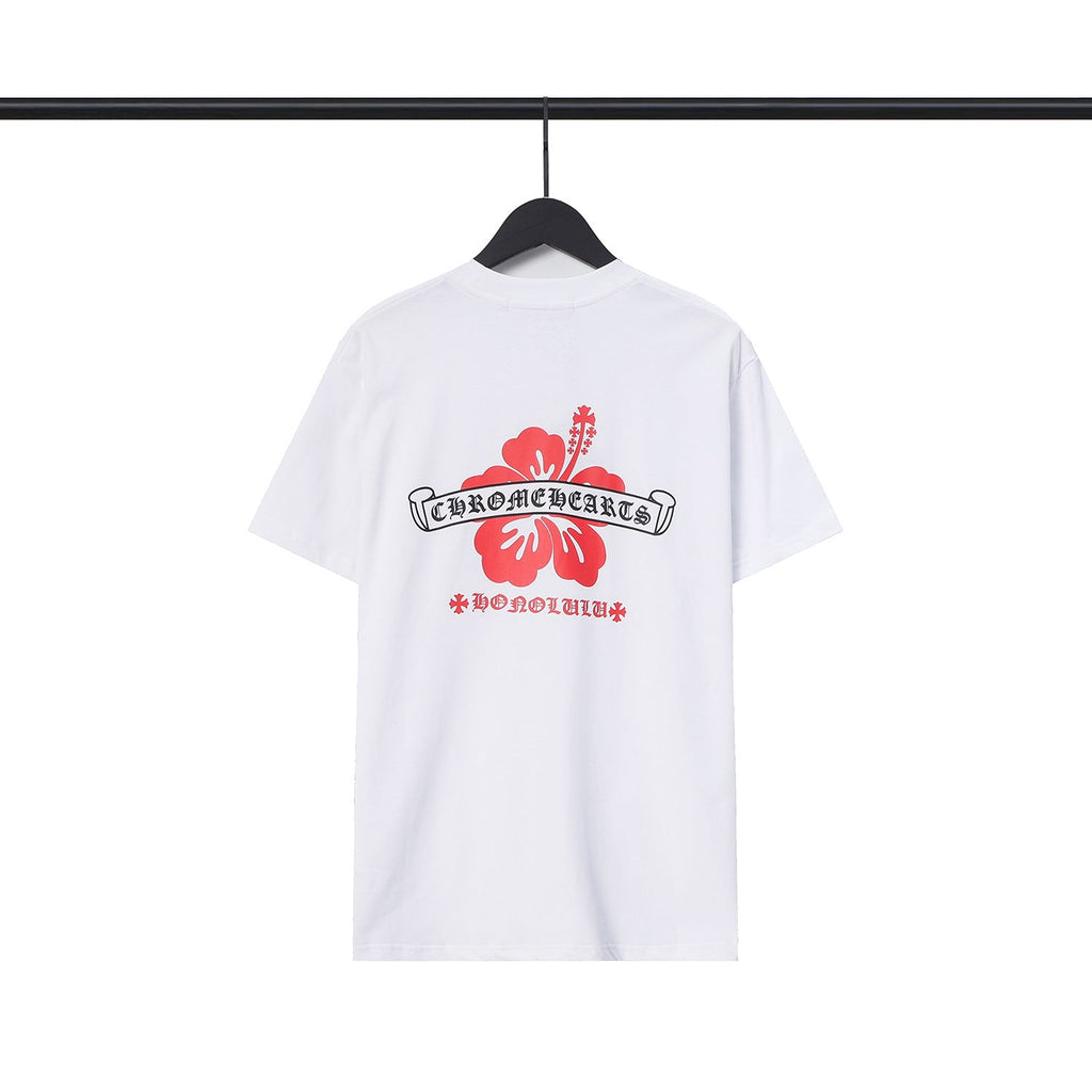 CHH Chrome Heart T Shirts CH Flower Sanskrit Casual Short Sleeve T-Shirt Loose