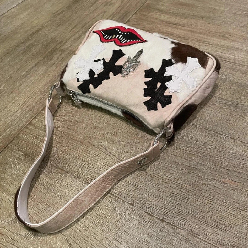 Chrome Heart Leather Bag Autumn/Winter Underarm Bag