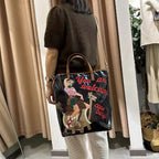 Chrome Heart Leather Bag Embroidered Cartoon Tote Bag