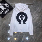 Chrome Heart Hoodie Crowe cotton terry zip-up cardigan hooded sweater