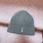 Chrome Heart Beanie Knitted Hat Women's Thick Wool Hat Cross Cold Hat