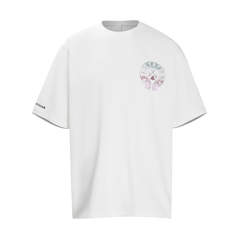 CHH Chrome Heart T Shirts Horseshoe Sanskrit Cross Color Hot Diamond Short Sleeve T-Shirt