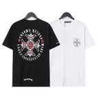 CHH Chrome Heart T Shirts Croix Cross Leather Printed Short Sleeve T-Shirt