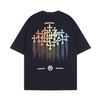 CHH Chrome Heart T Shirts Cross Color Printed Short Sleeve T-Shirt Loose