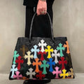 Chrome Heart Leather Bag Cross Colored Shopping Bag