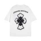 CHH Chrome Heart T Shirts Croix Cross Leather Printed Short Sleeve T-Shirt