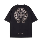 CHH Chrome Heart T Shirts Horseshoe Cross Print Short Sleeve T-Shirt