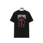 CHH Chrome Heart T Shirts Cross Sanskrit Printed Crew Neck Washed Short Sleeve Fashion T-Shirt