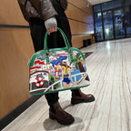 Chrome Heart Leather Bag Splicing Embroidered Women's Bag