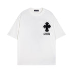 CHH Chrome Heart T Shirts Croix Cross Leather Printed Short Sleeve T-Shirt