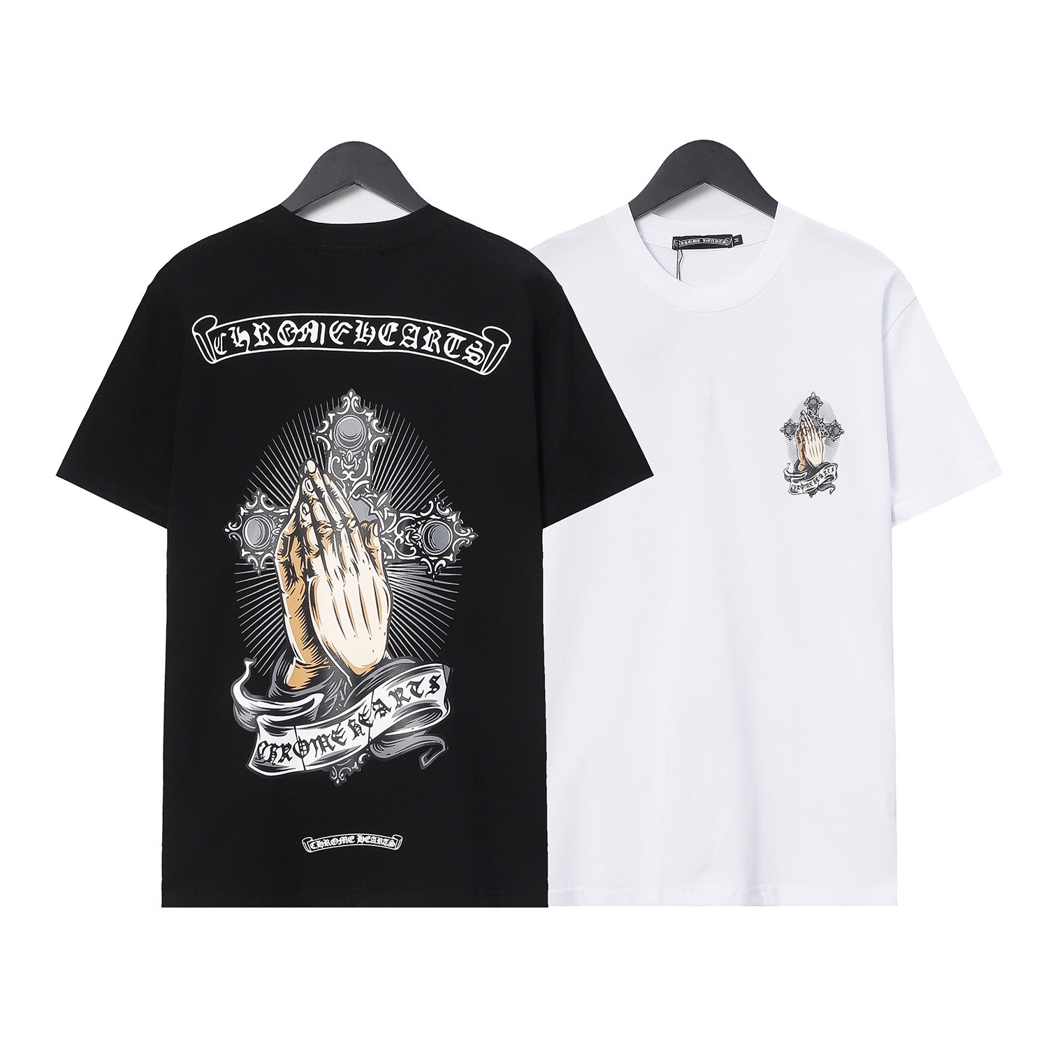 CHH Chrome Heart T Shirts Croix Hands Ribbon Cross