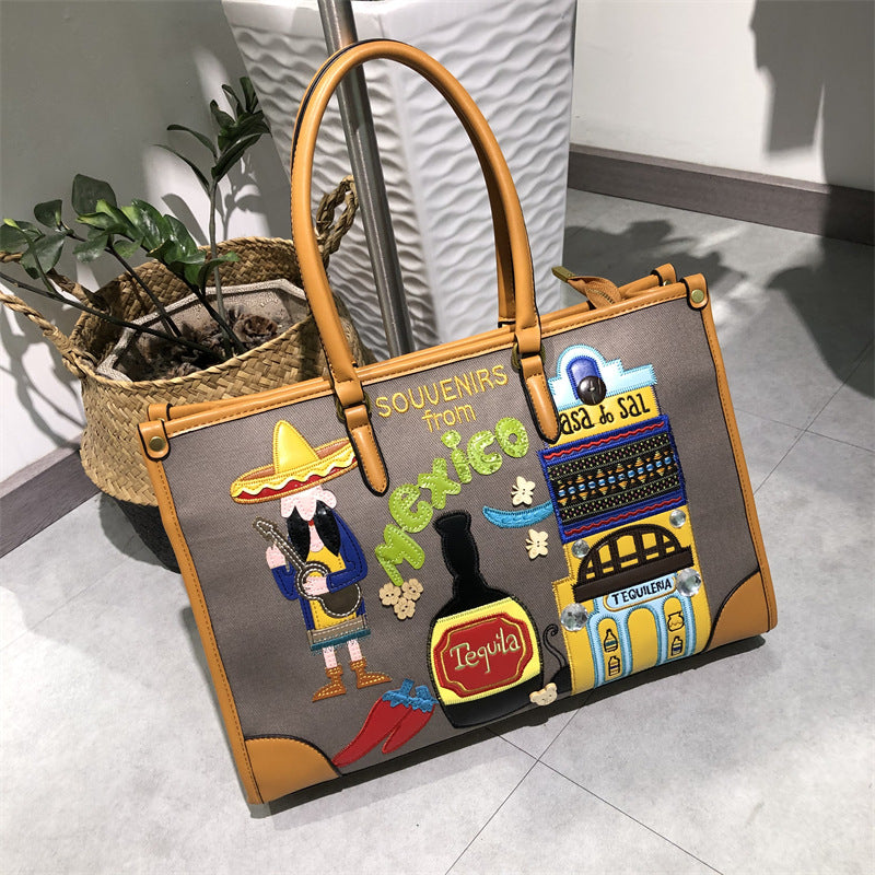 Chrome Heart Leather Bag Embroidery Embroidery Bag Shoulder Bag Crossbody Bag