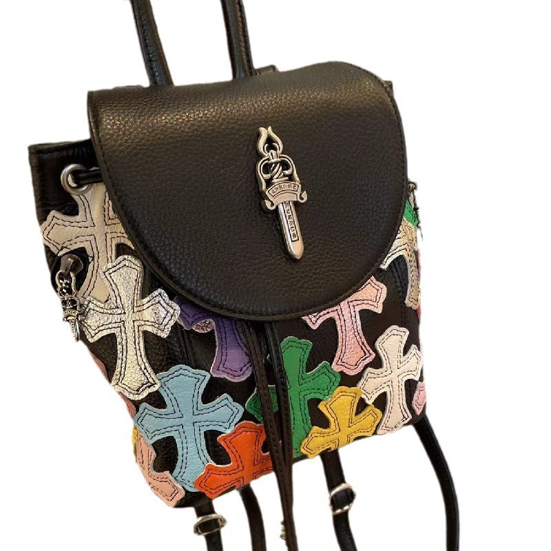 Chrome Heart Leather Bag Cowhide Ladies Backpack Mini Backpack