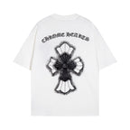 CHH Chrome Heart T Shirts Croix Cross Leather Printed Short Sleeve T-Shirt