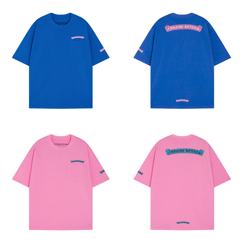 CHH Chrome Heart T Shirts Sanskrit cross print embroidery casual loose