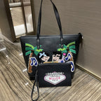 Chrome Heart Leather Bag Embroidered Shoulder Bag Tote Bag