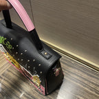 Chrome Heart Leather Bag Las Vegas Themed Embroidered Tote