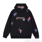 Chrome Heart Hoodie Chrome Hearts Colored Cross Leather Sanskrit Hooded Sweater